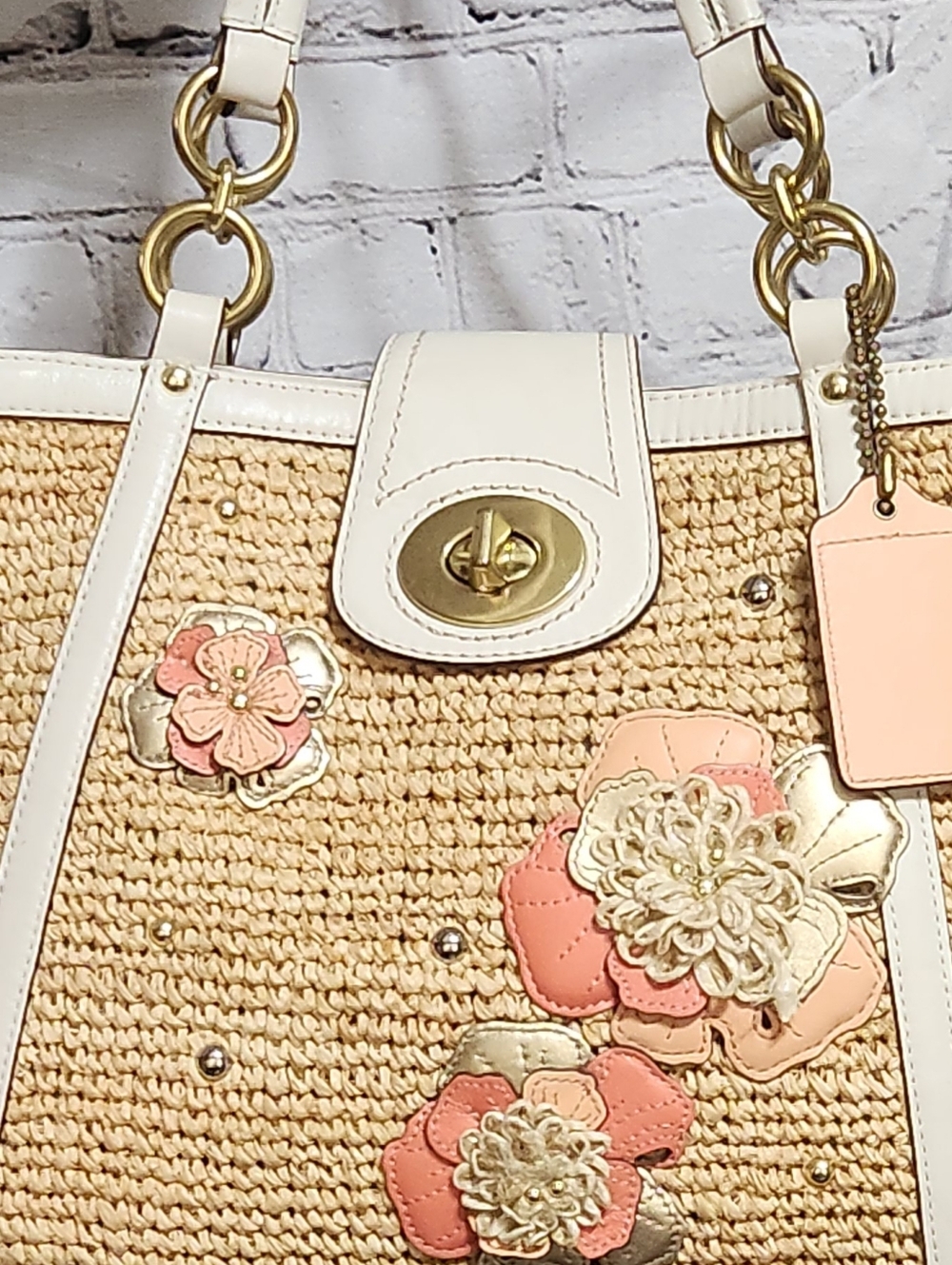 Coach Hamptons Weekend Straw Applique Tote Bag #19347 - Picture 16 of 16